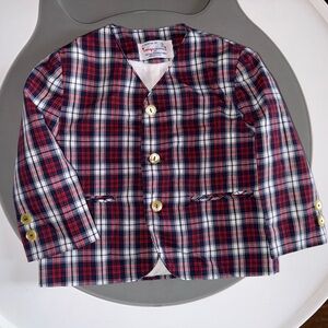 Vintage Kids Plaid Blazer - Red and Blue